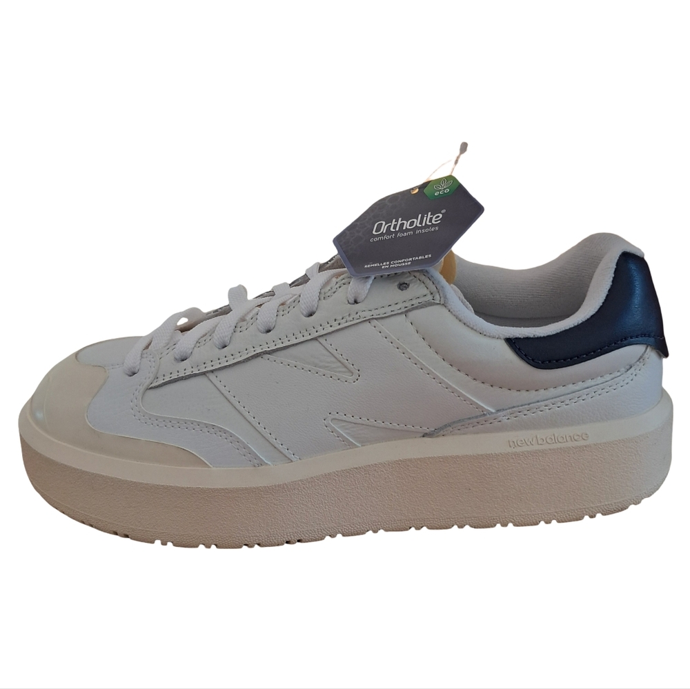 New Balance CT302LC Leather Sneakers Men's 8 White/ Navy Blue New With Flaw